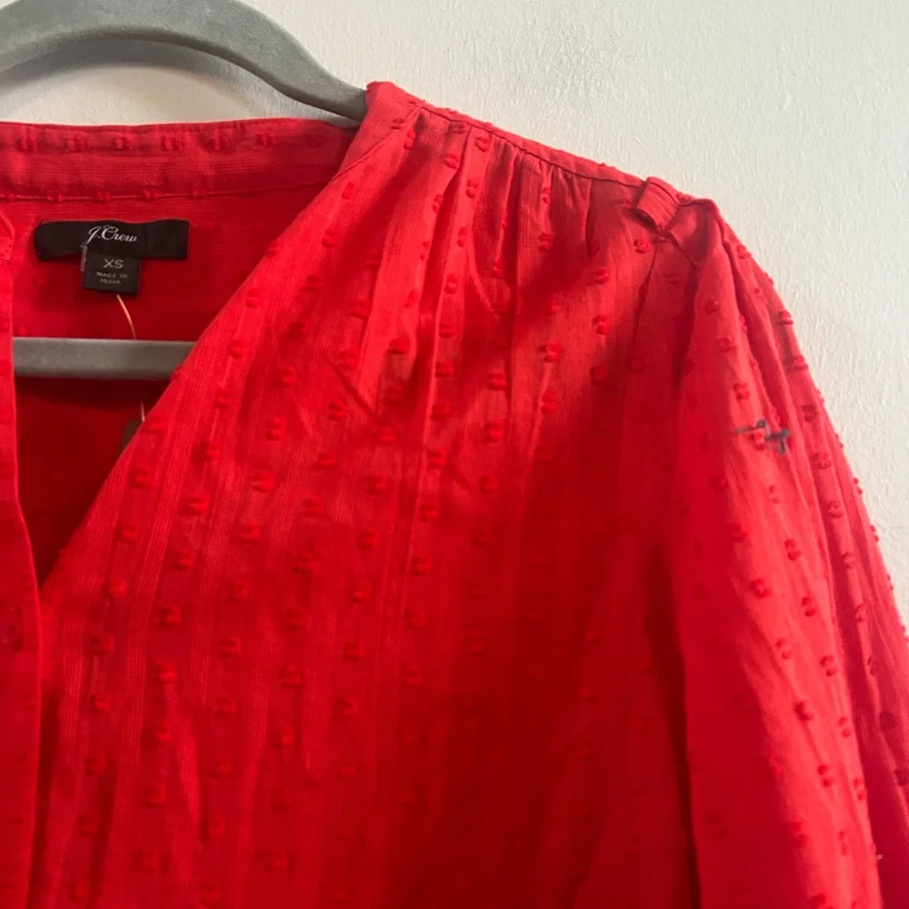 J.crew clip dot red blouse new with tags XS‎